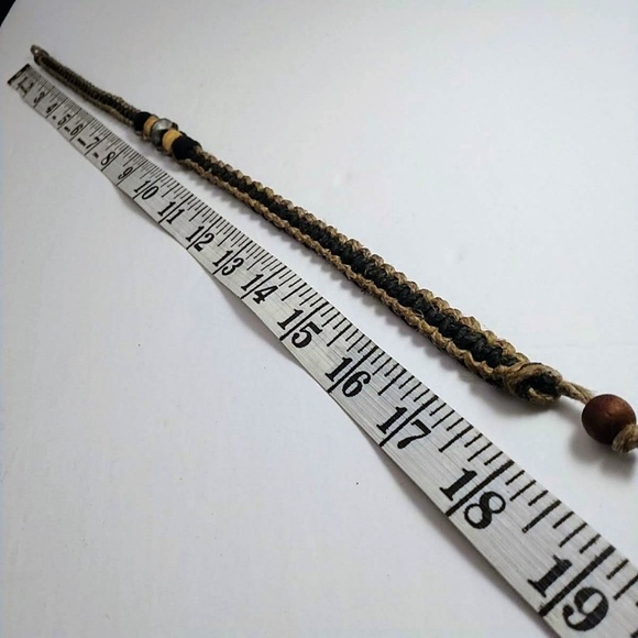 Woven Fiber Necklace with Metal and Wood Accents - Picture 4 of 6